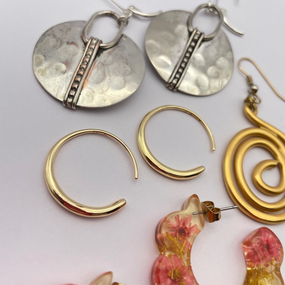 Earring Bundle Gold Silver Beaded Hoop Dangle - Picture 5 of 10
